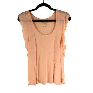 American Eagle Outfitters Peach Sleeveless Ruffled Festival Tee Top S